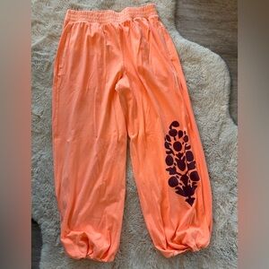 Free People Movement Hot Shot Crossover Pants, Orange Jogger Pants - no top